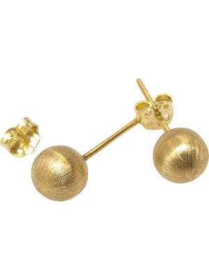 Genel 7mm Zımparalı Top Küpe 14 Ayar Altın Hd Videolu