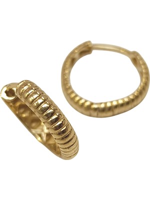 Genel 16.2mm Tırtıl Halka Küpe 14 Ayar Altın Hd Videolu