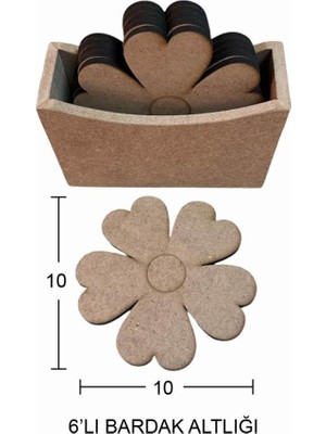 E Hobici Ahşap Yonca Bardak Altlığı 10X10CM L387