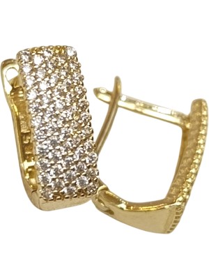 Genel Su Yolu Taşlı Küpe 14 Ayar Altın Hd Videolu