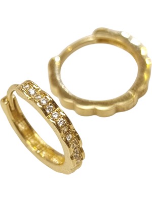 Genel 14.5mm Su Yolu Halka Küpe 14 Ayar Altın Hd Videolu