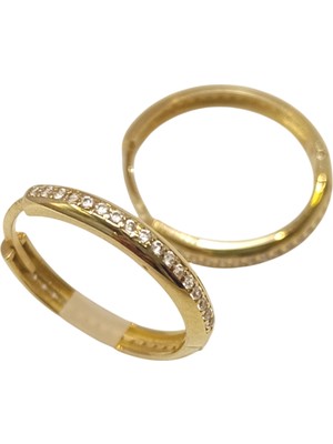 Genel 19.4mm Su Yolu Halka Küpe 14 Ayar Altın Hd Videolu