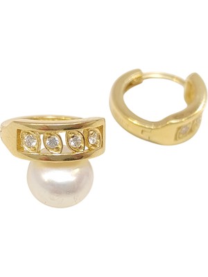 Genel 13.8mm Taşlı Halka Küpe 14 Ayar Altın Hd Videolu