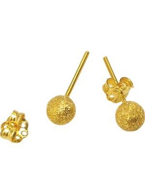 Genel 5mm Kumlu Top Küpe 14 Ayar Altın Hd Videolu