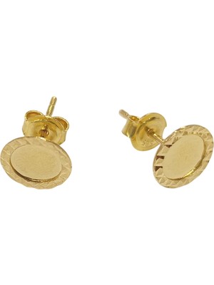 Genel 8mm Levha Küpe 14 Ayar Altın Hd Videolu