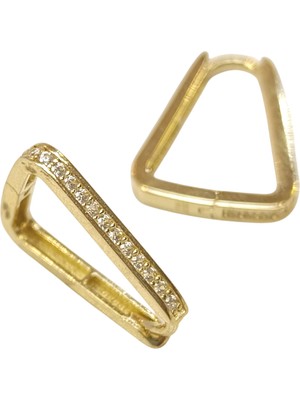 Genel 16.5mm Su Yolu Halka Küpe 14 Ayar Altın Hd Videolu