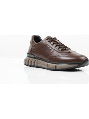 Growish GR0424 Hakiki Deri 3D Render Teknoloji Şeffaf Taban Üst Kalite Kahverengi Sneaker Ayakkabısı