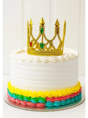 Marsilyan- Altın Işıltılı Ince Pasta Üstü Taç Plastik