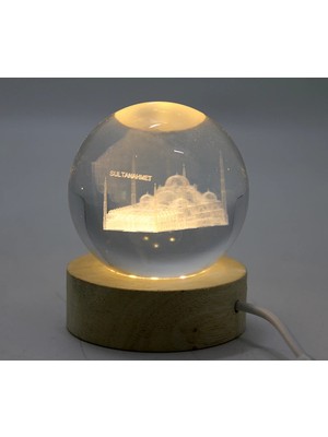 Marsilyan- 3D Istanbul Temalı Kristal Cam Küre LED Lamba Model 1