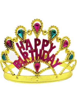 Marsilyan- Altın Renk Happy Birthday Doğum Günü Tacı