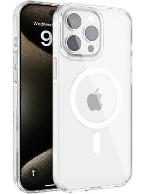 iPhone 15 Pro Gleam Pc Sert Magsafe Kılıf - ŞEFFAF-(5796) - F881K199-U95881