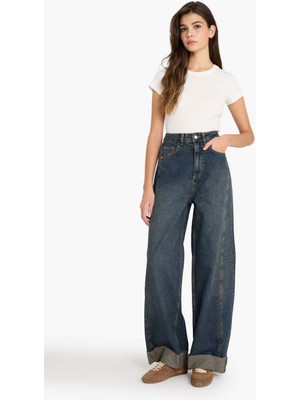 DeFacto %100 Pamuk Barrel Fit Yüksek Bel Jean Pantolon F8238AX25AU