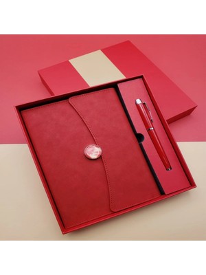 Ronanna Buğz Promosyon Defter Kalem Seti Kırmızı Renk