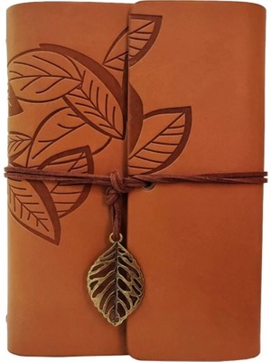 Ronanna Buğz Deri Yaprak Desenli Defter