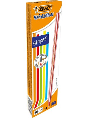 Misda Store Evolution Stripes Kurşun Kalem 12'li Kutu,kıymık Oluşturmaz, Çiğnemeye Karşı Dayanıklı, Kolay Açılır