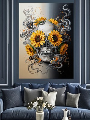 Artmeg Kurukafada Ayçiçeği Natürmort Dekoratif Kanvas - Mdf Ahşap Tablo