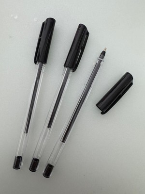 Pensan Tükenmez Kalem Üçgen Gövdeli Şeffaf Siyah (3 Adet)