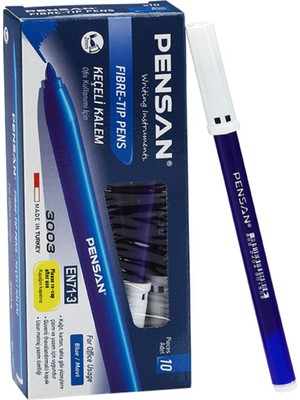 Pensan 3003 Ofis Keçeli Kalem 10 Adet Mavi Renkli Kalemler ile Yazım Kolaylığı