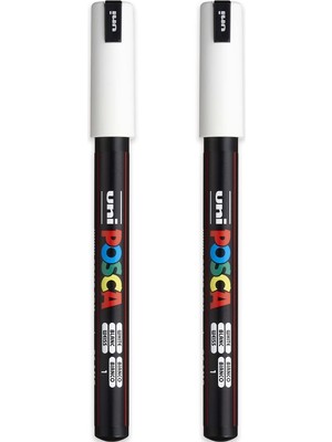 Uni-Ball Posca Pc-1m Boya Sanatı Markör Kalemi Beyaz (2 Adet)