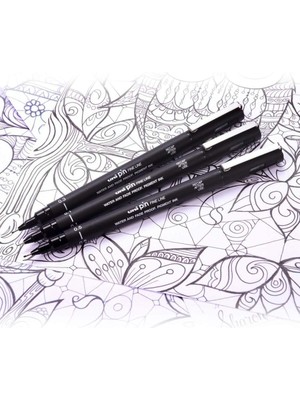 Uni-Ball Uni Ball Pin 0,3 Teknik Çizim Kalemi Siyah (3 Adet)