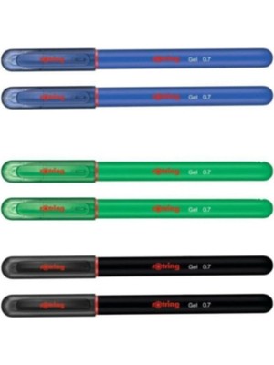 Rotring Jel Pilot Kalem 0.7mm Siyah-Mavi-Yeşil 6ADET