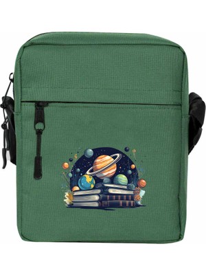 Zepplin Giyim Book Planets Omuz Çantası Fermuarlı Yeşil Renk