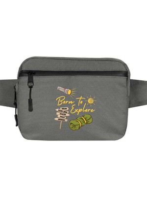 Zepplin Giyim Born To Explore Bel Çantası Fermuarlı Gri Renk