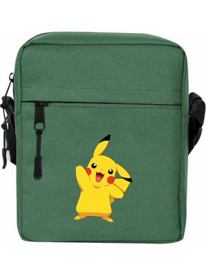 Zepplin Giyim Pokemon Pikachu Omuz Çantası Fermuarlı Yeşil Renk