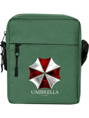 Zepplin Giyim Resident Evil Umbrella Corp Omuz Çantası Fermuarlı Yeşil Renk