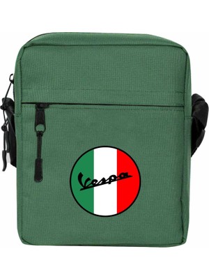 Zepplin Giyim Vespa Logo Omuz Çantası Fermuarlı Yeşil Renk