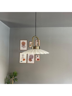 Bamyum Risso Beyaz Metal Büyük Avize Eskitme Kilit Kafa Başlık Tekli Cafe Mutfak Modern Sarkıt Aydınlatma