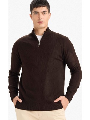 DeFacto Dikişsiz Fermuarlı Triko Kazak F4620AX25WN