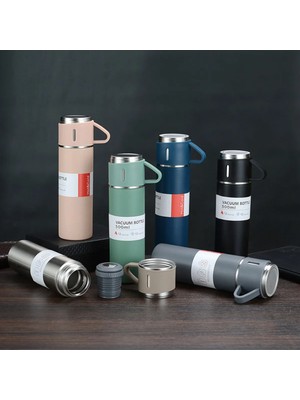 Mio Life 3 Bardaklı Vakumlu Termos Seti Paslanmaz Çelik Çift Katman Ofis Seyahat Hediye Seti Erkek Kahve Içki