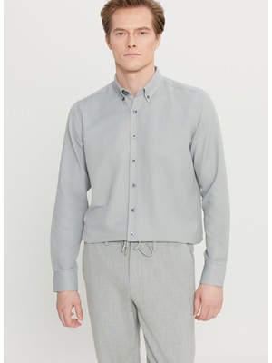 Altınyıldız Classics Tailored Fit Düğmeli Yaka Gri Erkek Gömlek ACE020261599_GRI