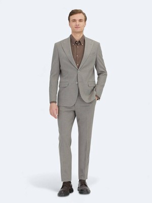 Kip Açık Kahve Mikro Modern Fit Takım Elbise