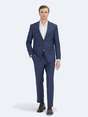 Kip Lacivert Mikro Modern Fit %100 Yün Takım Elbise