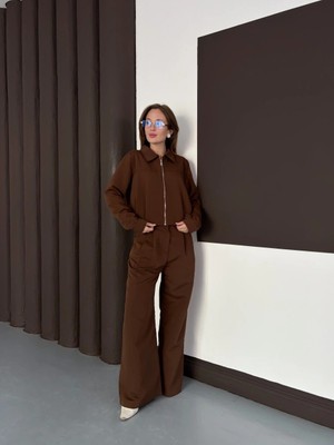 isiltikidsmoda Trenç Takım Alt Üst Kahve Ons