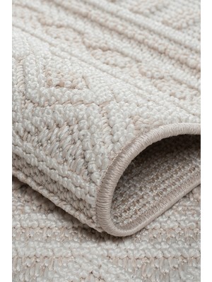 Estiva Home Bej Krem Bukle Dokuma Halı – Yumuşak Dokulu, Antialerjik, Kaymaz Taban – Salon, Oturma Odası ve Koridor Halısı