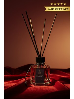 Secret of Love Scarlet Premium Çubuklu Oda Kokusu 120 ml – Uzun Kalıcı Vanilya & Amber & Kırmızı Meyve