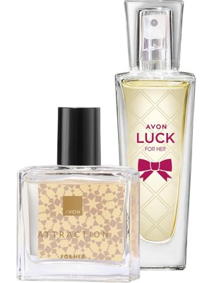 Avon Kadın Parfüm Seti Attraction & Luck EDP 2×30 ml Çiçeksi ve Meyveli Notalar Hediye Kutusu
