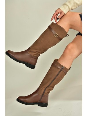 Fox Shoes V654002803 Kahverengi Hakiki Deri Düz Tabanlı Binici Çizmesi