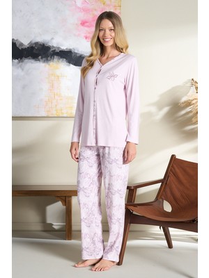 Remsa Kadın Penye Uzun Kol Pijama Takımı 3114 Lila