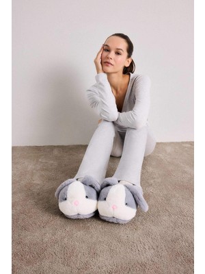 DeFacto Kadın Tavşan Temalı Düz Taban Panduf C8511AX25WN