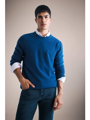 DeFacto %100 Yün Standart Fit Bisiklet Yaka Kazak F3127AX25WN