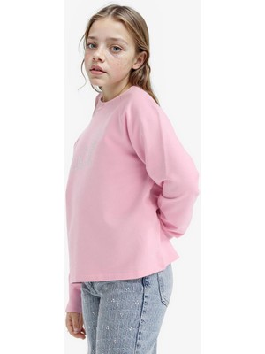 DeFacto Kız Çocuk Oversize Geniş Kalıp Bisiklet Yaka Taşlı Sweatshirt G2463A825WN
