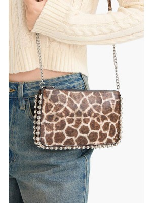 DeFacto Kadın Zımba Detaylı Leopar Desenli Suni Deri Çapraz Çanta E0716AXNS