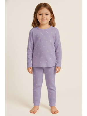 Katia & Bony Kız Çocuk Çiçek Desenli Pijama Takımı Mor