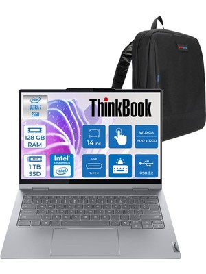 Lenovo Thinkbook 14 2-In-1 G5 Iau Intel Core Ultra 7 255U 128GB Ddr5 1tb SSD Freedos Dokunmatik 14 Inç Wuxga (1920 x 1200) IPS 300NITS NP21SQ002TTXF59 + Zetta Çanta