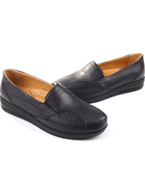 Walkenzo 3775 Kadın Büyük Numara Ortopedik Taban Deri Ayakkabı