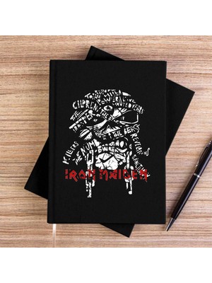 Zepplin Giyim Iron Maiden Long Sleeve Siyah Kanvas Defter Çizgisiz